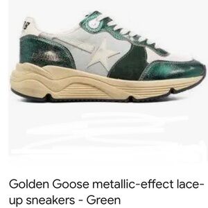Women’s Golden Goose running sneakers. Green metallic.